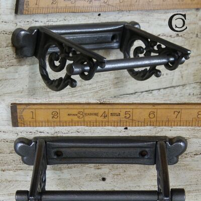 Toilet Roll Holder SCROLL Sides Ant Iron7"/ 180mm