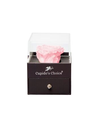 Boîte à bijoux avec vraie rose rose