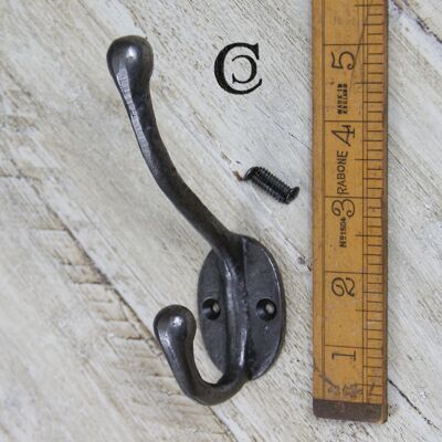 Coat Hook Round Riven Victorian 2 Hole Cast Ant Iron 5"