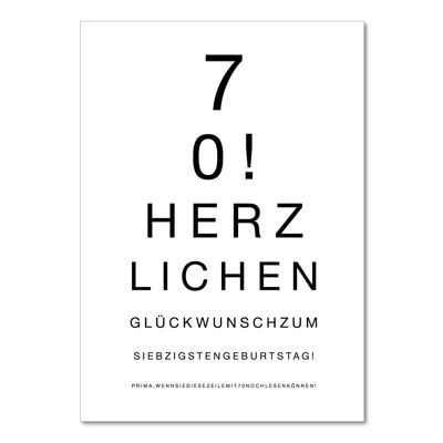 "70! Eye test!" postcard