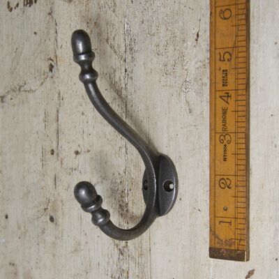 Hat & Coat Hook ACORN Tips 2 Holes Antique Iron 130mm / 5"