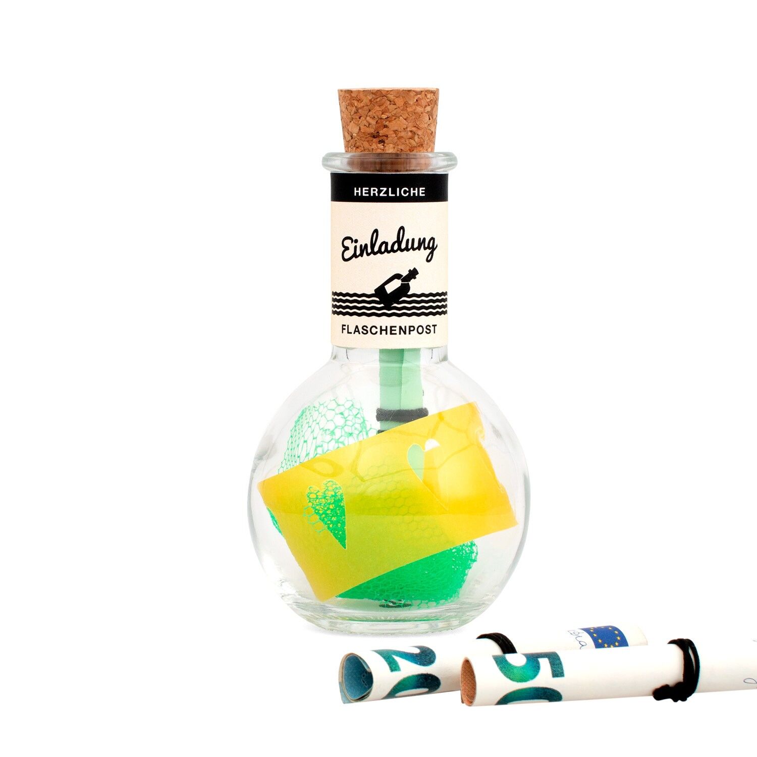 Messaggio "Il tuo invito" in una bottiglia