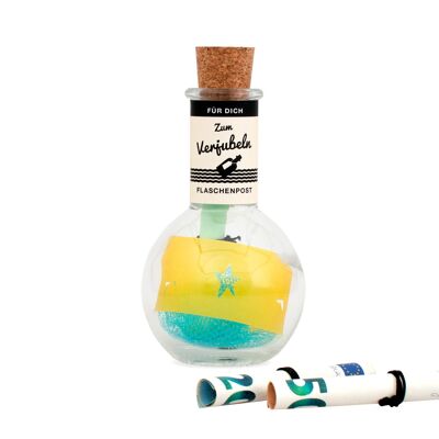 "For you to celebrate" message in a bottle