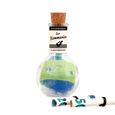 "Congratulations on Communion" message in a bottle