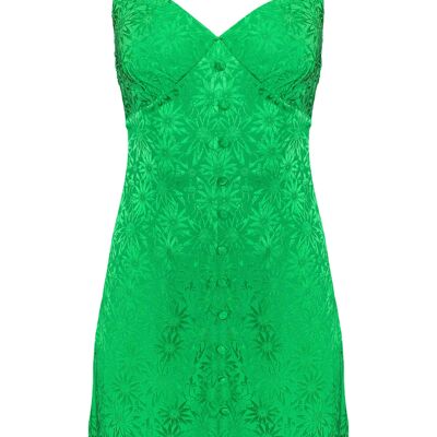 Mini robe The Brigitte boutonnée sur le devant en marguerite verte
