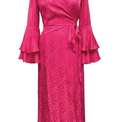 The Dantea Wrap Dress in Pink Daisy