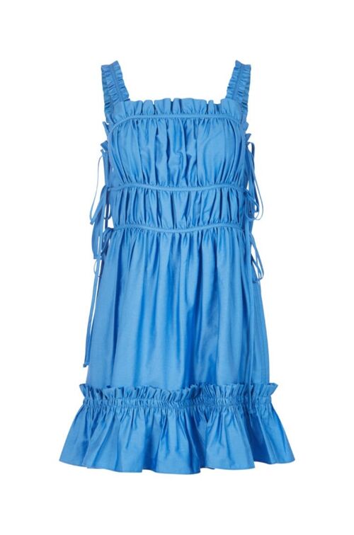 The Isabel Cotton Mini Dress in Cornflower Blue