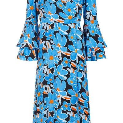 The Dantea Wrap Dress in Blue Floral