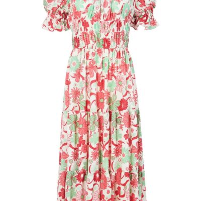 The Tilde Square Neck Midi Dress in Spring Floral