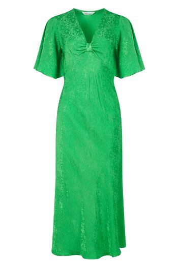 La robe mi-longue Elouise en marguerite verte 1