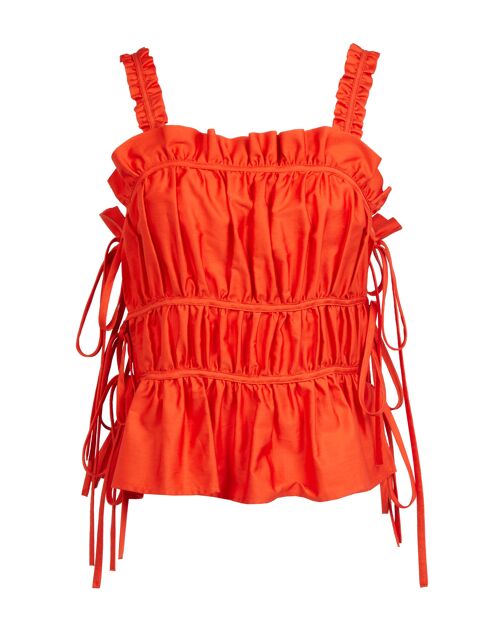 The Ava Ruched Tie Side Cami in Sunset Orange