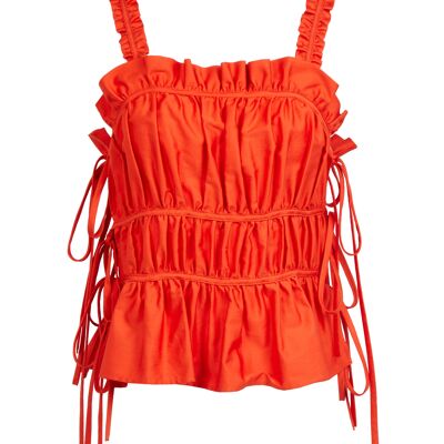 The Ava Ruched Tie Side Cami in Sunset Orange