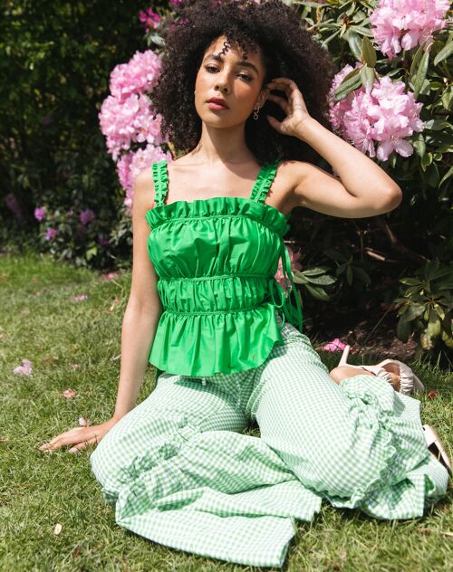 The Ginger Flared Trousers in Green Gingham