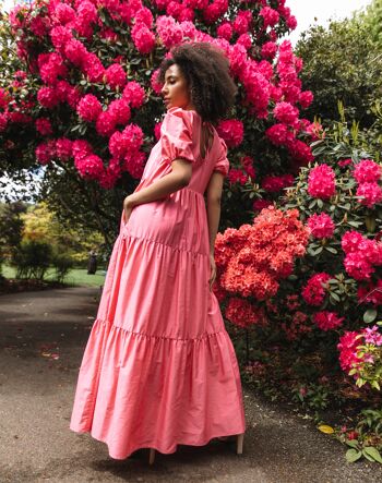 La robe longue en coton Frances en rose pastèque 5