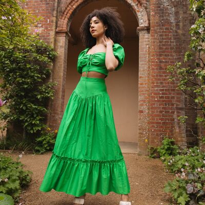 The Tove Maxi Skirt in Island Green