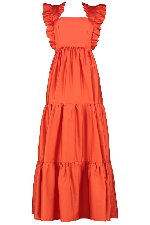 The Karis Tie Back Maxi Dress in Sunset Orange