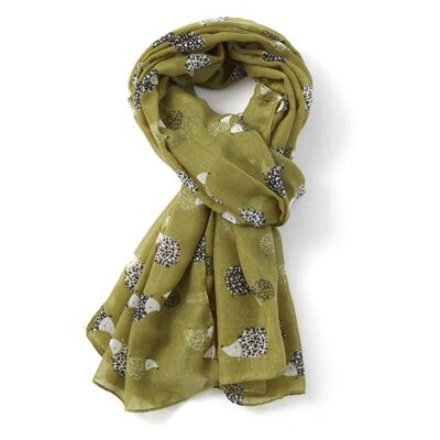 Igel-Schal Damen Leichter Schal im Sarong-Stil in verschiedenen Farben, Geschenk-Strumpffüller für Schweineliebhaber – Olivgrün