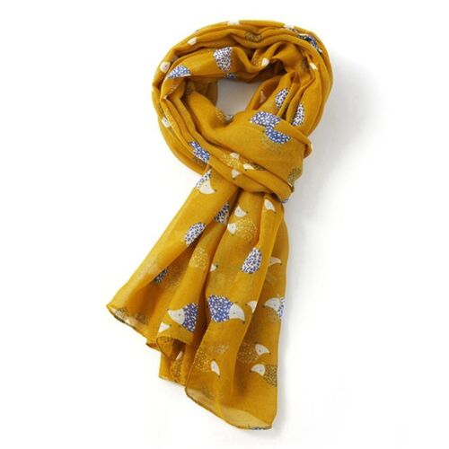Hedgehog Scarf Ladies Lightweight Sarong style scarf in choice of colours, Hog lover gift stocking filler - Mustard
