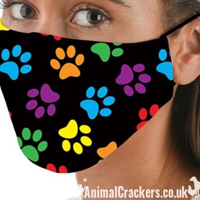 Cómoda máscara facial lavable de 3 capas con estampado de pata de Snoozies, regalo de gran calidad para amantes de gatos o perros.