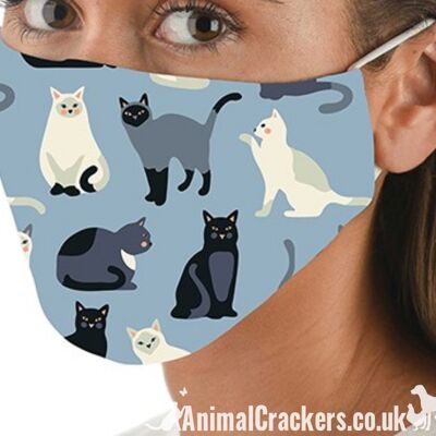 Comfortable washable Cat Print Face Mask from Snoozies, great quality Cat or Kitten lover gift