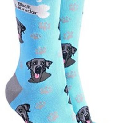 Calcetines con diseño de Labrador negro con texto 'I love my Labrador Negro', relleno de calcetín de calidad Unisex Talla única - Azul