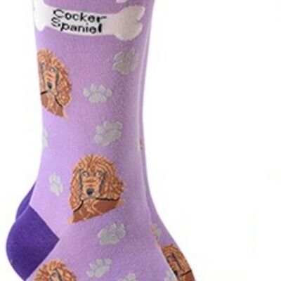 Cocker Spaniel design socks with 'I love my Cocker Spaniel' text, quality Unisex One Size stocking filler - Lilac