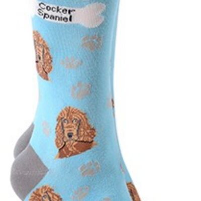 Cocker Spaniel design socks with 'I love my Cocker Spaniel' text, quality Unisex One Size stocking filler - Blue