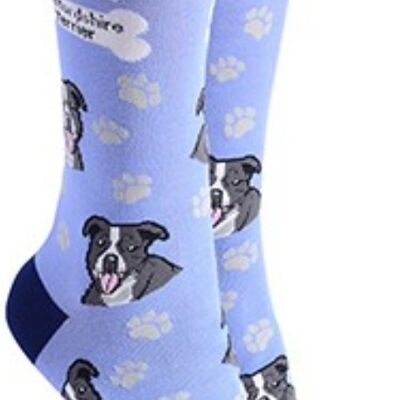 Chaussettes design Staffordshire Bull Terrier avec texte « I love my Staffordshire Terrier », remplissage de bas de qualité unisexe taille unique - Lilas