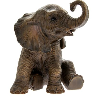 Ornement d'éléphanteau assis de la gamme Leonardo 'Out of Africa', coffret cadeau