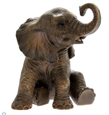 Ornement d'éléphanteau assis de la gamme Leonardo 'Out of Africa', coffret cadeau