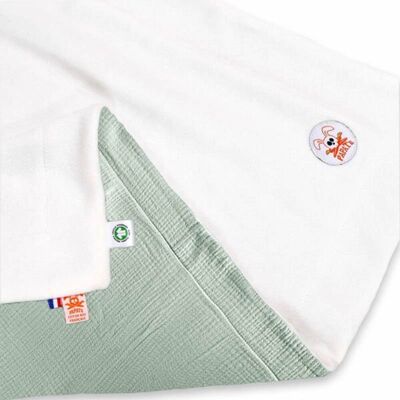 Weiße und grüne Rex-Decke aus Bio-Baumwolle