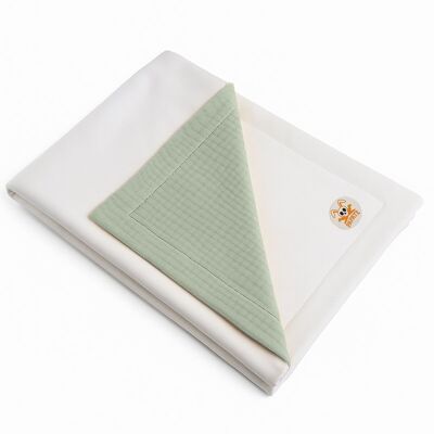 Manta Rex de Algodón Orgánico Blanco y Verde
