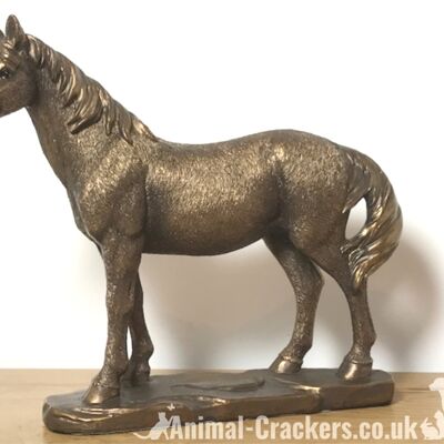 Figurine sculpture cheval poney ornement, qualité Leonardo reflets bronzés, coffret cadeau