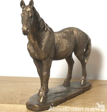 Figurine sculpture cheval poney ornement, qualité Leonardo reflets bronzés, coffret cadeau 2