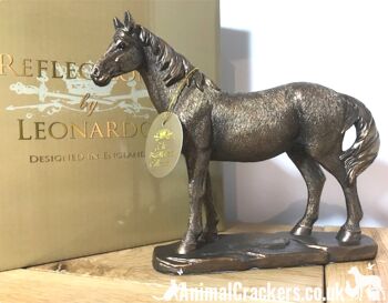 Figurine sculpture cheval poney ornement, qualité Leonardo reflets bronzés, coffret cadeau 6