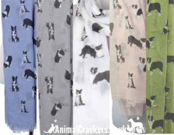 Border Collie (imprimé noir et blanc) Sarong écharpe pour femme, tissu en coton mélangé de qualité 1