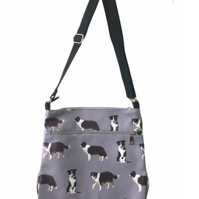 Grey Border Collie Cross Body messenger/ travel/ hand bag, Sheepdog lover gift