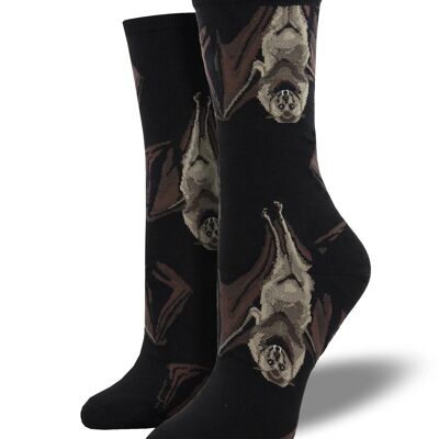 Hochwertige Damensocken von Socksmith 'Going Batty' im Fledermaus-Design, schwarz, Einheitsgröße, Geschenk für Fledermausliebhaber/Strumpffüller