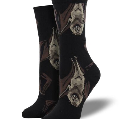 Chaussettes de conception de chauve-souris de qualité Socksmith 'Going Batty' pour femmes, noir, taille unique, cadeau d'amant de chauve-souris/remplissage de bas