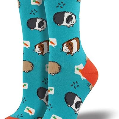 Chaussettes fantaisie Socksmith turquoise 'Guinea Pigs' pour femmes, taille unique