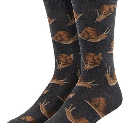 Men's quality Socksmith 'Snails Pace' novelty Snail design socks, dark grey, one size