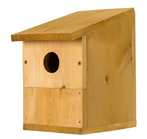 Chunky heavy weight 'Multi-nester' Bird Box from Johnston & Jeff, in a natural Larch Finish