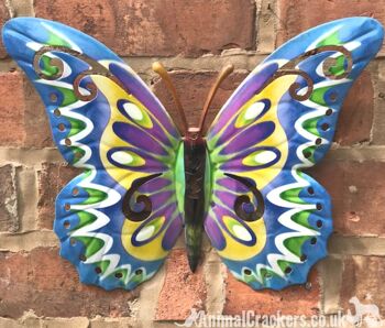4 GRANDES décorations murales papillons en métal (35 cm), en violet, rose et bleu multicolores 1