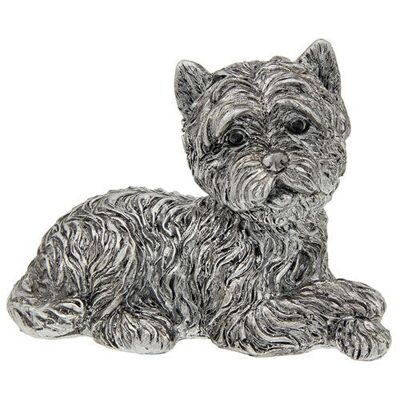 Figurine West Highland Terrier argentée allongée, cadeau d'amant de chien Westie