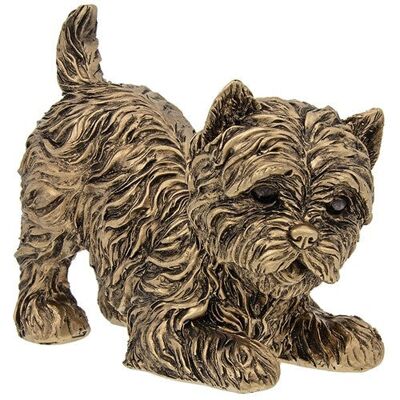 Gran efecto de bronce jugando con la figura de West Highland Terrier 'Westie'