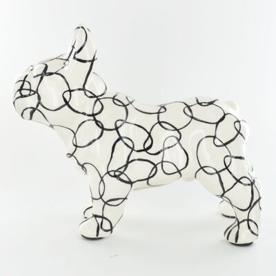 Hucha de cerámica Jack' the French Bulldog de Pomme Pidou, Black & White en una selección de 3 diseños - Círculos irregulares