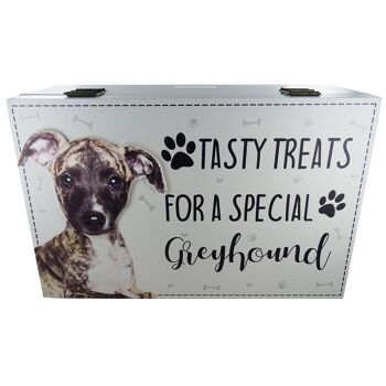 Dog Treat Box for Greyhound, boîte de rangement en bois pour aliments 2