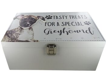 Dog Treat Box for Greyhound, boîte de rangement en bois pour aliments 3