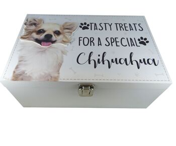 Dog Treat Box for Chihuahua, boîte de rangement en bois pour aliments 2