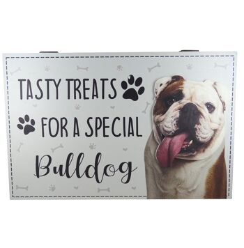 Boîte à friandises pour bouledogue anglais, boîte de rangement en bois pour aliments 3